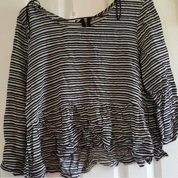 Bongo Pinstriped Peplum Style Blouse - Picture 7 of 7